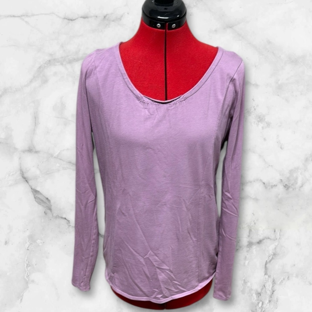 Lotus by Soma Purple Fitted Long Sleeve scoop neck top Peruvian cotton medium